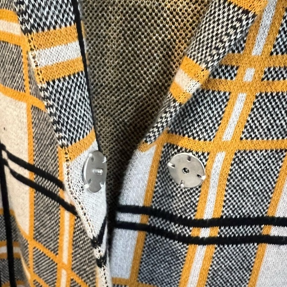 Gerry Weber Sweater Jacket Long Lined Plaid Duster Size 12 Cotton - Picture 5 of 5